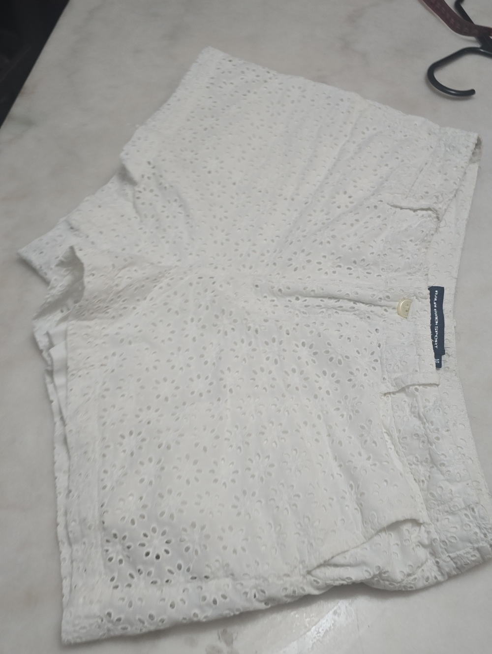 Ralph Lauren White Eyelet High-Waist Shorts - Picture 1 of 6